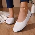 thumbnail image 2 of Lenago Flat Dress Shoes for Women Low Shallow Heel Dress Shoes Slip-On Walking Shoes Round Toe Office Shopping Party Travel White Size-6.5, 2 of 8
