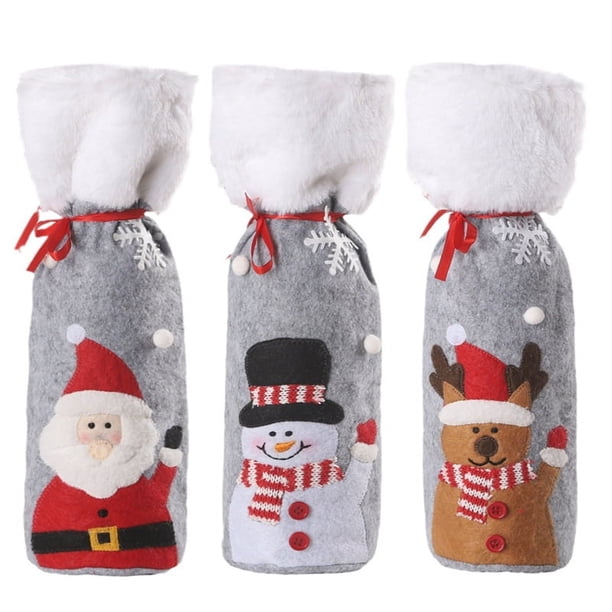 3 Piezas Navidad Botella de Vino Cubierta Feliz Navidad Decoración para el Hogar Adornos Navideños Decoración Feliz Año