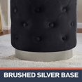 thumbnail image 5 of Home Sweet Home Venetian Round Tufted Upholstered Velvet Ottoman with Silver Metal Base - 15" L x 15" W x 18.5" H (Black), 5 of 5