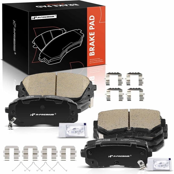 A-Premium Front and Rear Ceramic Disc Brake Pads Set Compatible with Hyundai Models - Kona 2018 2019 2020 2021 2022 2023, 8 Pcs