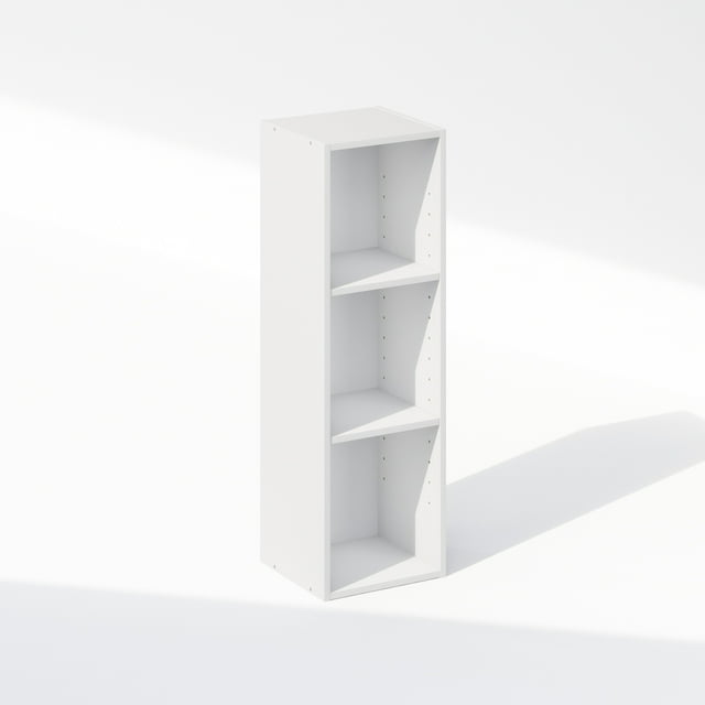 Furinno Reed 3-Tier Multipurpose Clothing & Closet Storage Organizer Shelf, 10-Inch Width, White
