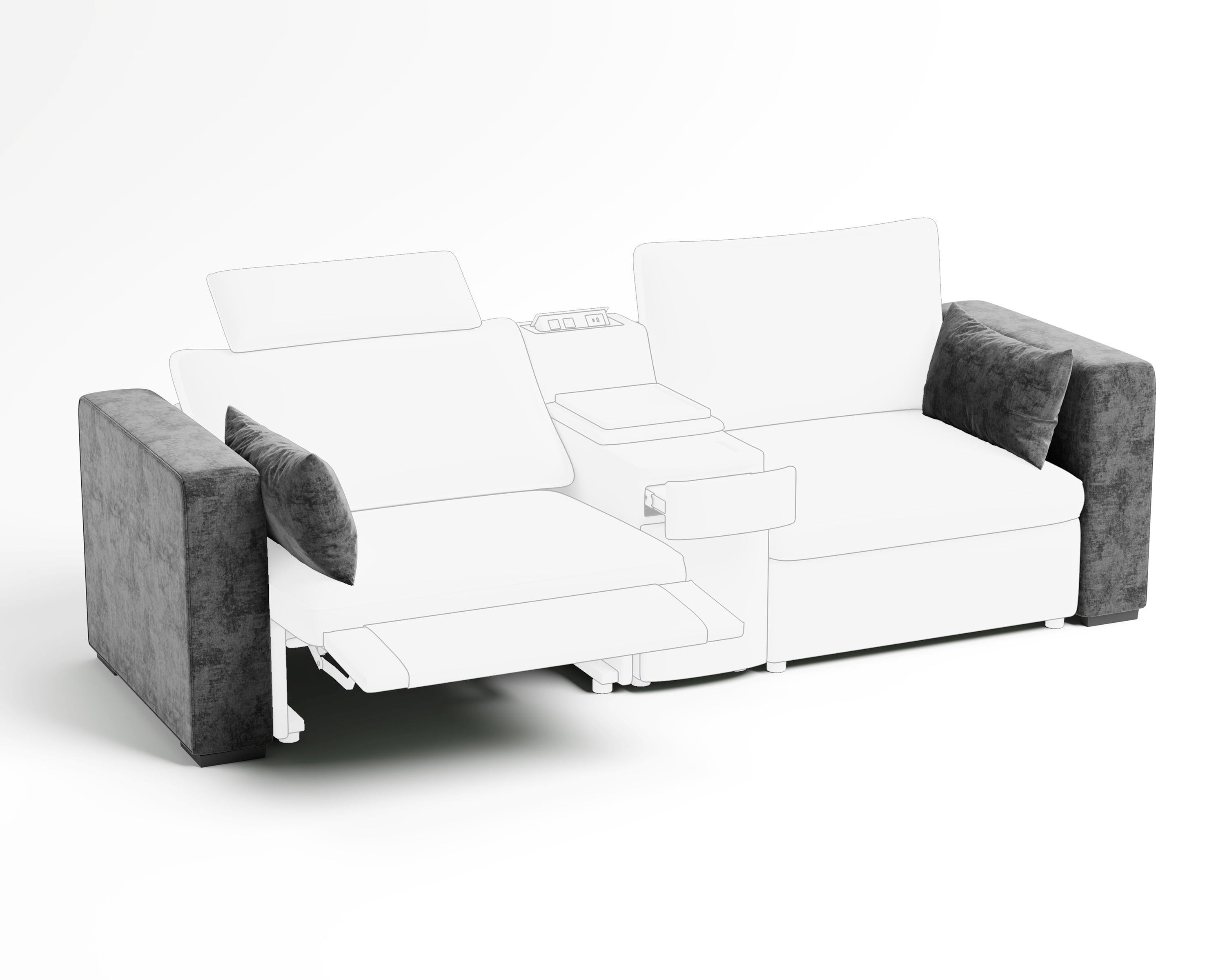BEDEEP Chenille Modular Sectional Sofa Armrest, Gray