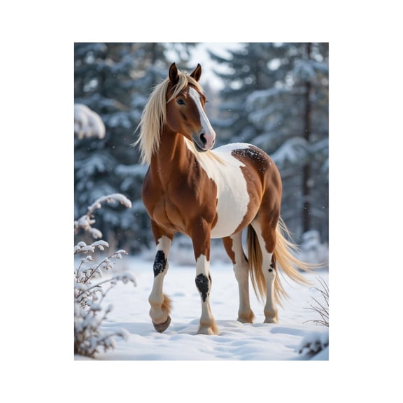 Paint by Numbers Kit for Adults, Snowy Horse Winter Scene Paint by Numbers, Easy Paint by Numbers Kit for Adults Beginner, DIY Adult Paint by Number Kits on Canvas, 12x16in Home Decor
