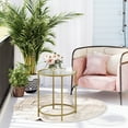 thumbnail image 7 of Round End Table Gold Side Table Nightstand with Metal Frame Coffee Table for Living Room Bedroom Gold, 7 of 7