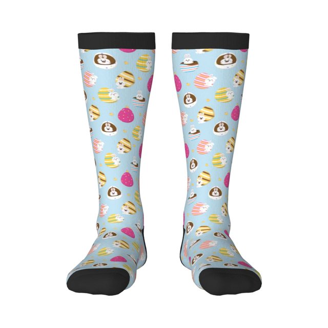 Gaeub Chaussettes Joyeuses Pâques Design Imprimé Extensibles Hautes pour Hommes Femmes Adolescents, Chaussettes de Softball Soccer pour Randonnée, Sport