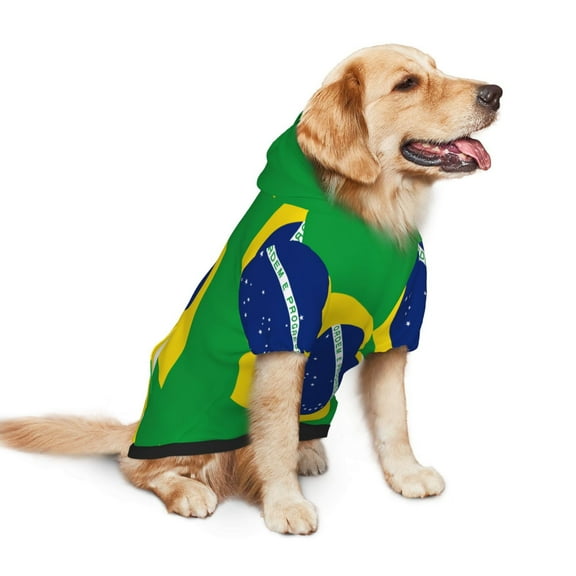 Dog Hoodie Pet Clothes Flag Of Brazil Sweater Sweatshirts Pullover Coat for Large Medium Dogs Small
