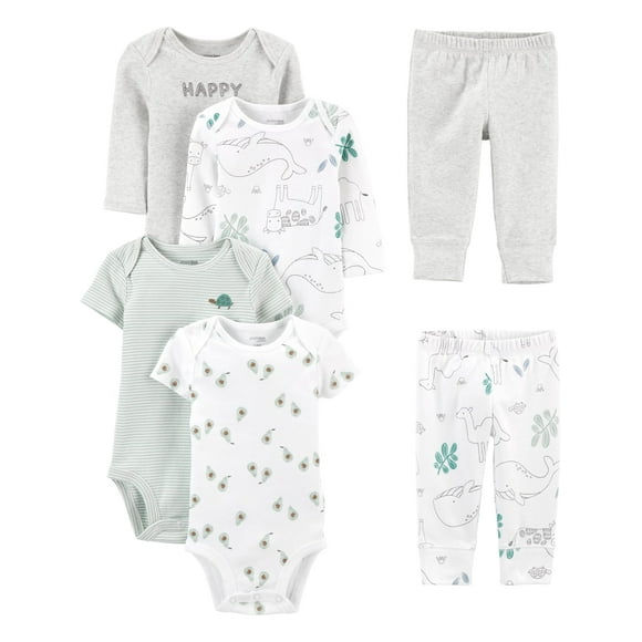 Set de ropa unisex Simple Joys by Carter's de 6 piezas para niños de 0 a 3 meses