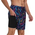 thumbnail image 2 of Yiaed Multicolor Bowling Print Mens Swim Trunks Bathing Suit Compression Liner Beach Swim Shorts Swimwear Quick Dry Zipper Pocket No-Chafing Board Short-Large, 2 of 6
