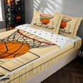 thumbnail image 2 of Manfei Basketball Zipper Queen Comforter Set with Fitted Sheet and 2 Pillowcases, Sports Zipper Bedding Set, Warm Beige Orange, 2 of 7