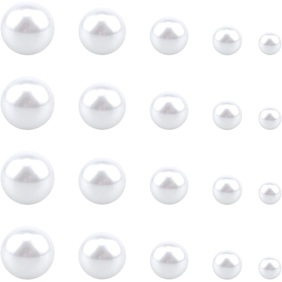 214pcs 5 Sizes No Holes Resin Pearls Pearl Beads Round Loose Pearl for Vase Fillers DIY Craft Wedding Decoration Jewelry Making White