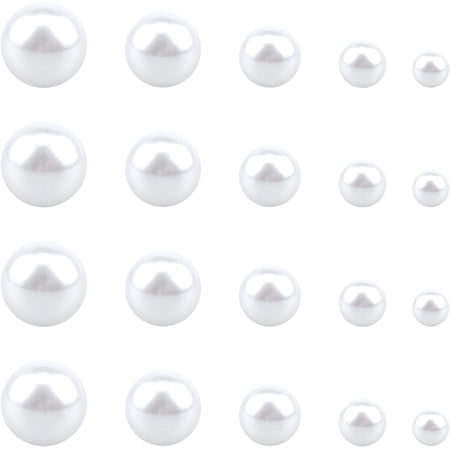 214pcs 5 Sizes No Holes Resin Pearls Pearl Beads Round Loose Pearl for Vase Fillers DIY Craft Wedding Decoration Jewelry Making White