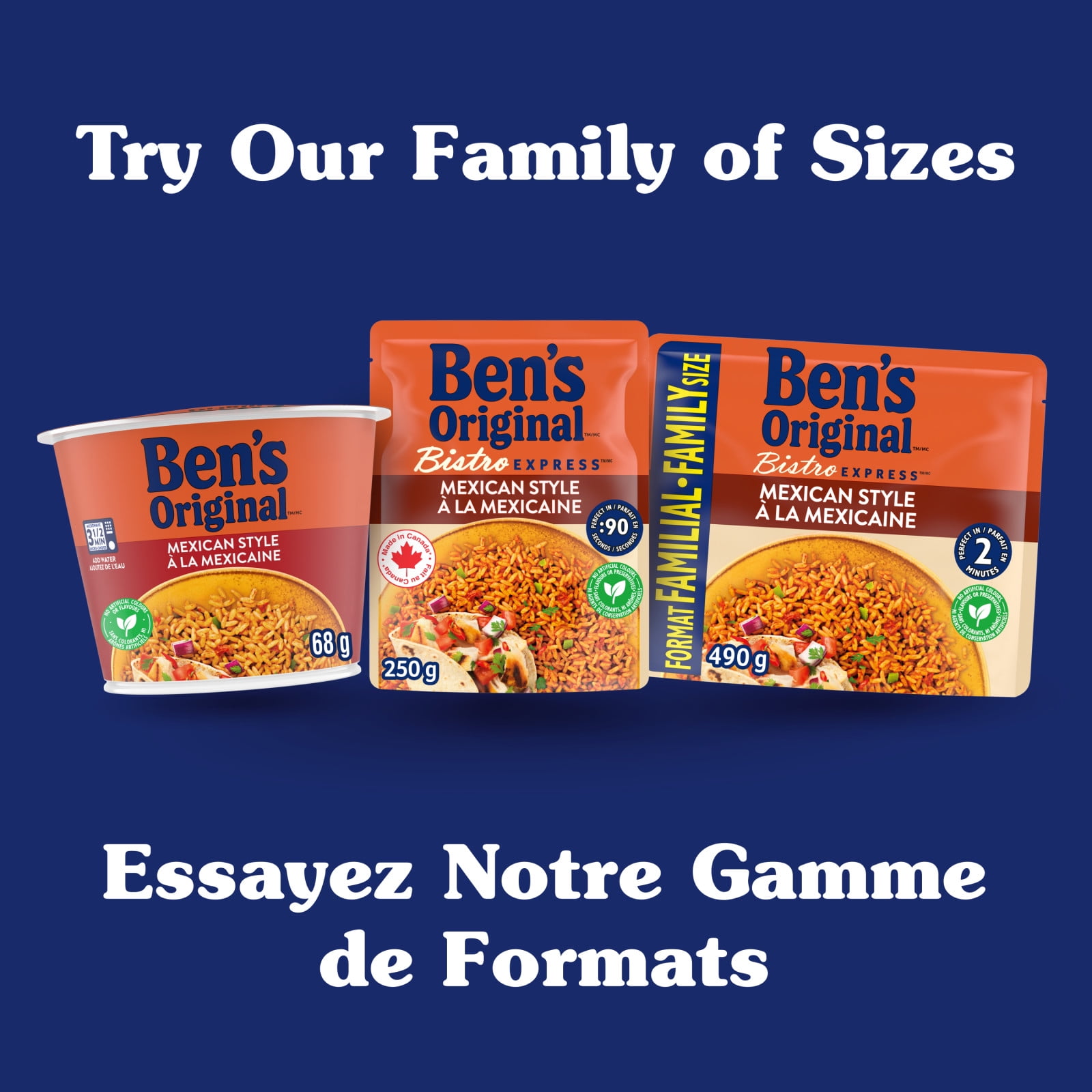 BEN'S ORIGINAL™  Mexican Style Rice Single Serve Cup, Snack or Side, Microwave in 3.5 Minutes, 68g, BEN MEXICAN SINGLE SERVE CUP 68g