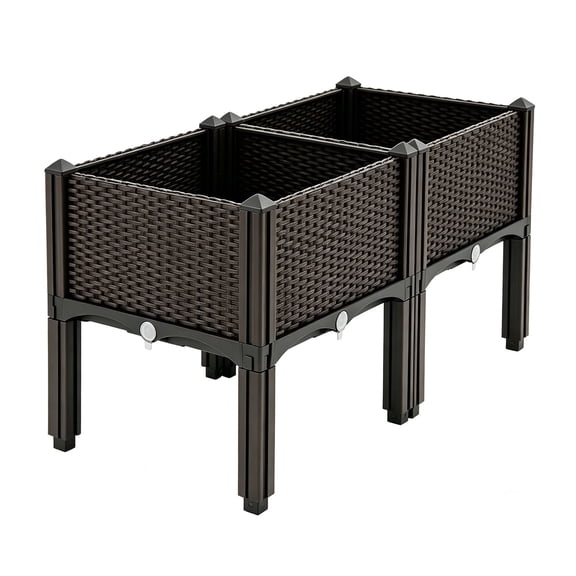 Anxingo Plastic Raised Garden Bed with Legs, Outdoor Garden Planter Box for Vegetables and Flowers 31.50" x 15.75" x 14.57"(2 Set)