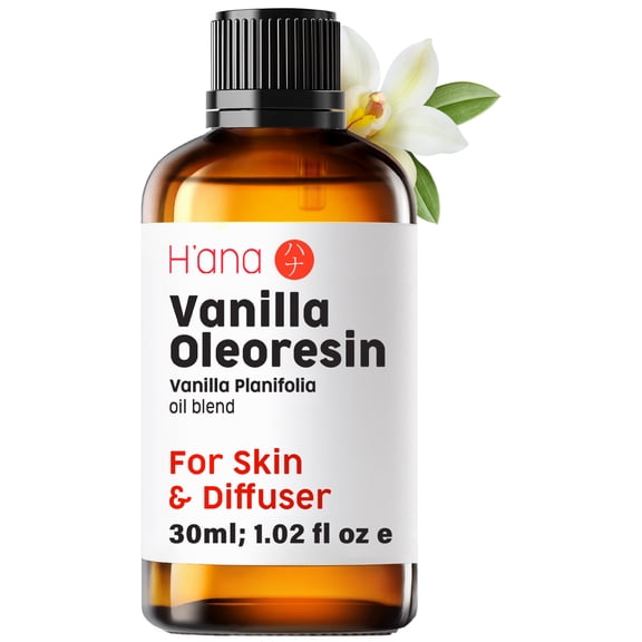 H'ana Vanilla Essential Oil for Diffuser & Skin, Therapeutic Grade Fragrant and Long Lasting Vanilla Oil Perfume - 1 fl oz