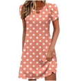 thumbnail image 2 of GaThRRgYP Midi Short Sleeve Dress,Women Summer Casual Leaf Sleeves Hollow Neckline Design Dress Long Skirt Pink S, 2 of 5