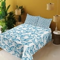 thumbnail image 3 of Ambesonne Tribal Fitted & Top Sheet Set with Shams, Spring Myth Boho Style, White and Blue, 3 of 5