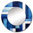 thumbnail image 2 of DESIGN ART Designart "Blue White Sapphire Symmetry" Abstract Shapes Wall Mounted Round Mirror - Blue Modern Large Mirror Wall Décor 36x36 - Disc of 36, 2 of 6