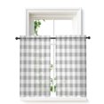 thumbnail image 2 of Grey Plaid Sheer Kitchen Tier Curtains 45 Inch length,Rod Pocket Half Curtains & Drapes,Gradient Geometric Buffalo White Checkered Light Filtering Cafe Bathroom Window Treatments 2 Pcs 27.5"W x 45"L, 2 of 7
