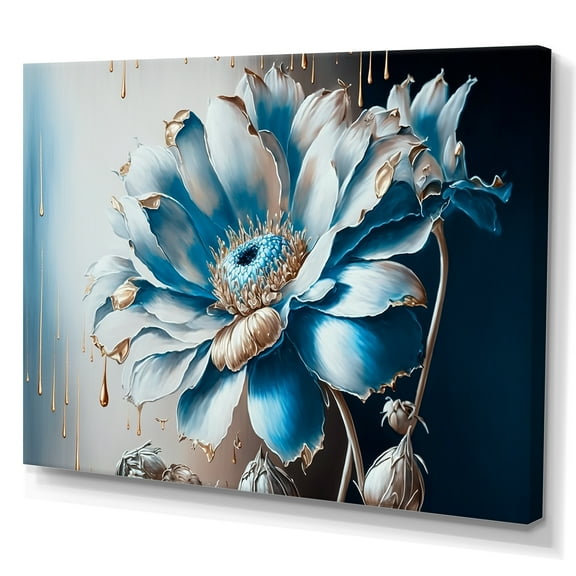 Designart Ice Blue Daisy I Canvas Wall Art