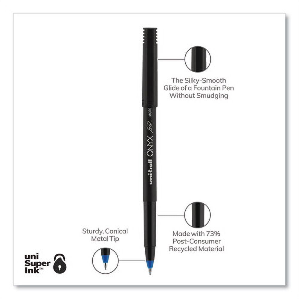 "Onyx Roller Ball Pen, Stick, Micro 0.5 Mm, Blue Ink, Black Matte Barrel, Dozen | Bundle of 2 Dozen"
