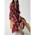 thumbnail image 3 of Faithtur Robe Bohème Florale pour Femmes Été Manches Mi-Longues Col en V Taille Froncée Robe Longue Fluide, 3 of 9