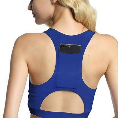 

Bazyrey Bras for Women Back Pocket Portable Mobile Yoga Shockproof Yoga Running Bra Blue XS Buy 2 Get 3