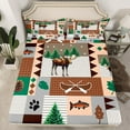thumbnail image 2 of Ensemble de Draps pour Lit Simple Moose Lodge, Ensemble de Draps Aventure Rustique Ferme Bateau Achigan, Ensemble de Literie Patchwork Rétro Carreaux Rayures Brun Gris avec 1 Drap Plat et 1 Drap-Housse avec 1 Taie d'Oreiller, 2 of 6