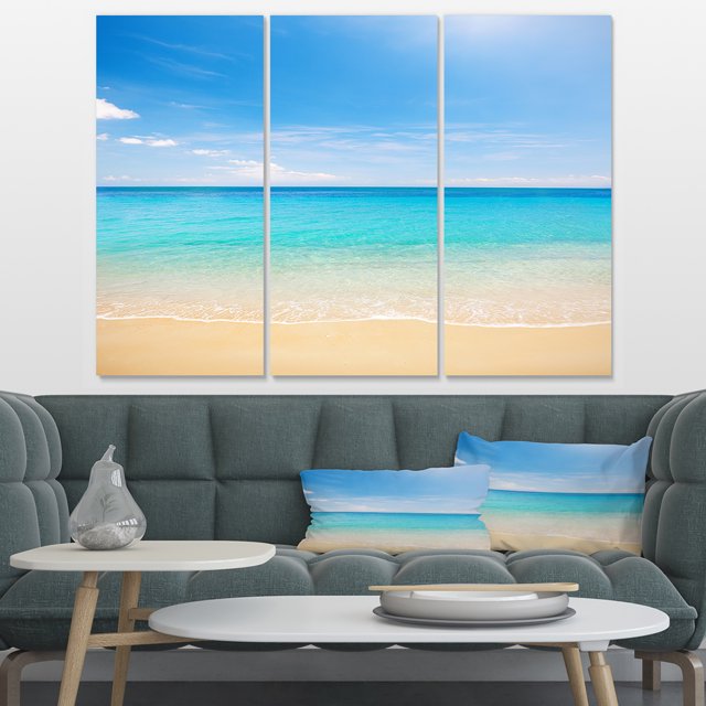 Bright Blue Tropical Beach - Seashore Photo Canvas Art Print