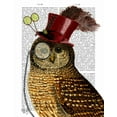 thumbnail image 2 of Fab Funky 26x32 White Modern Wood Framed Museum Art Print Titled - Owl With Top Hat, 2 of 4
