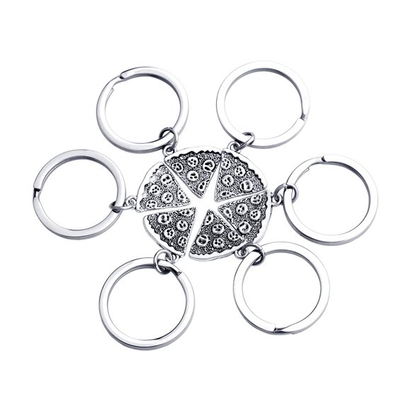 CHOORO Pizza Necklace/Keychain for Friends/Family 6 Pizza Pie Slice Friendship Necklace Set of 6 BFF Gifts (Pizza Keychain)