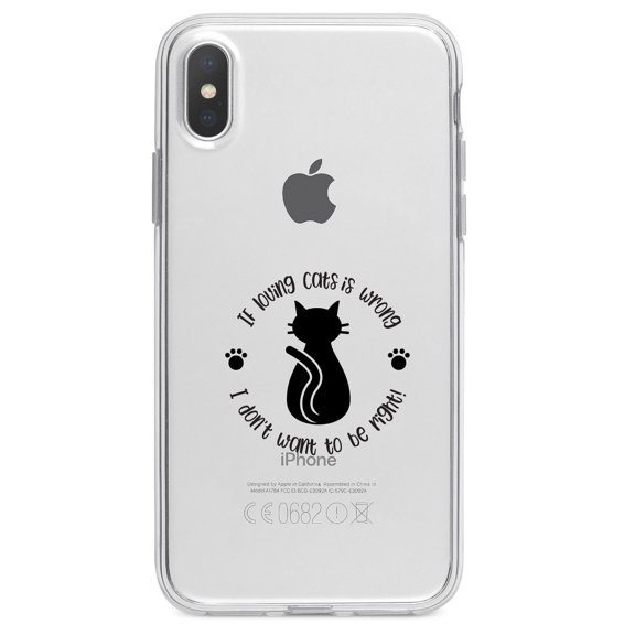DistinctInk Clear Shockproof Hybrid Case for iPhone XS Max (6.5" Screen) - TPU Bumper Acrylic Back Tempered Glass Screen Protector - If Loving Cats is Wrong Don't Want to Be Right