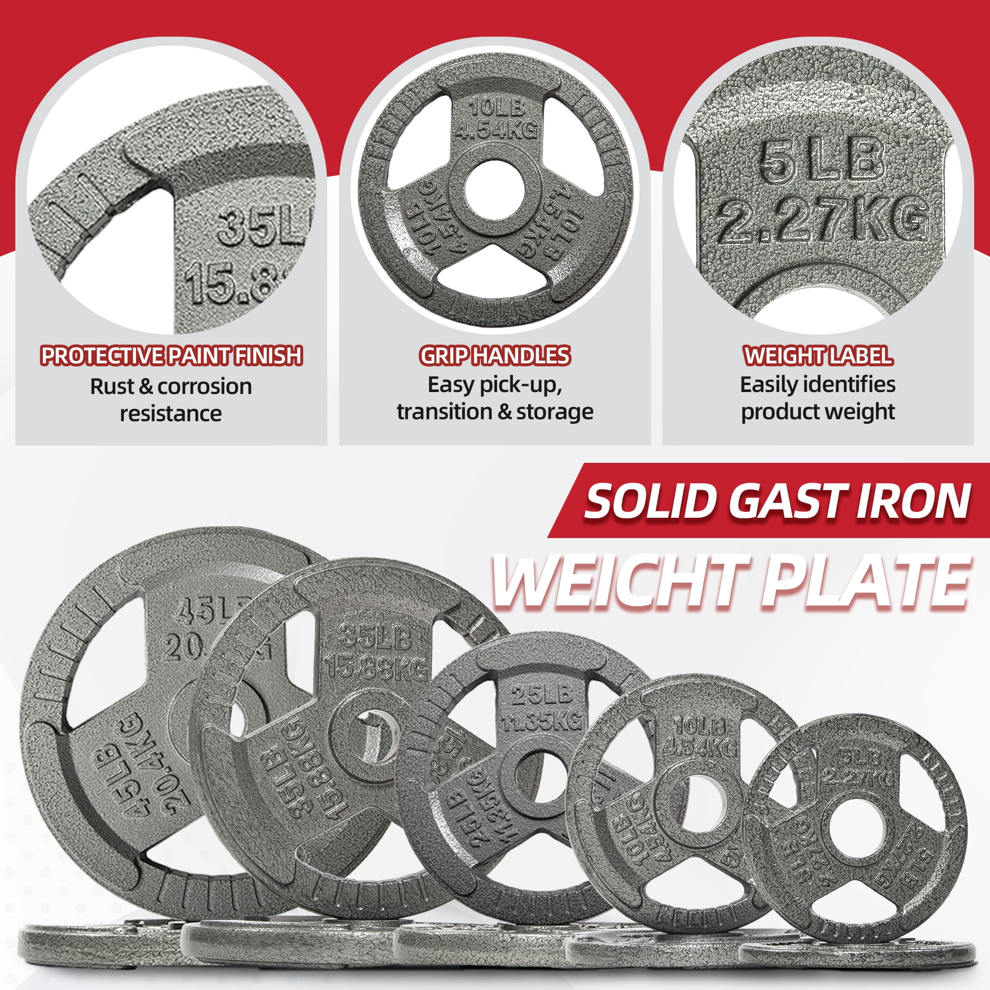 FlexWave Barbell 2-Inch Olympic Bumper Plate Weight Set, 80-240 lbs, Multiple Options