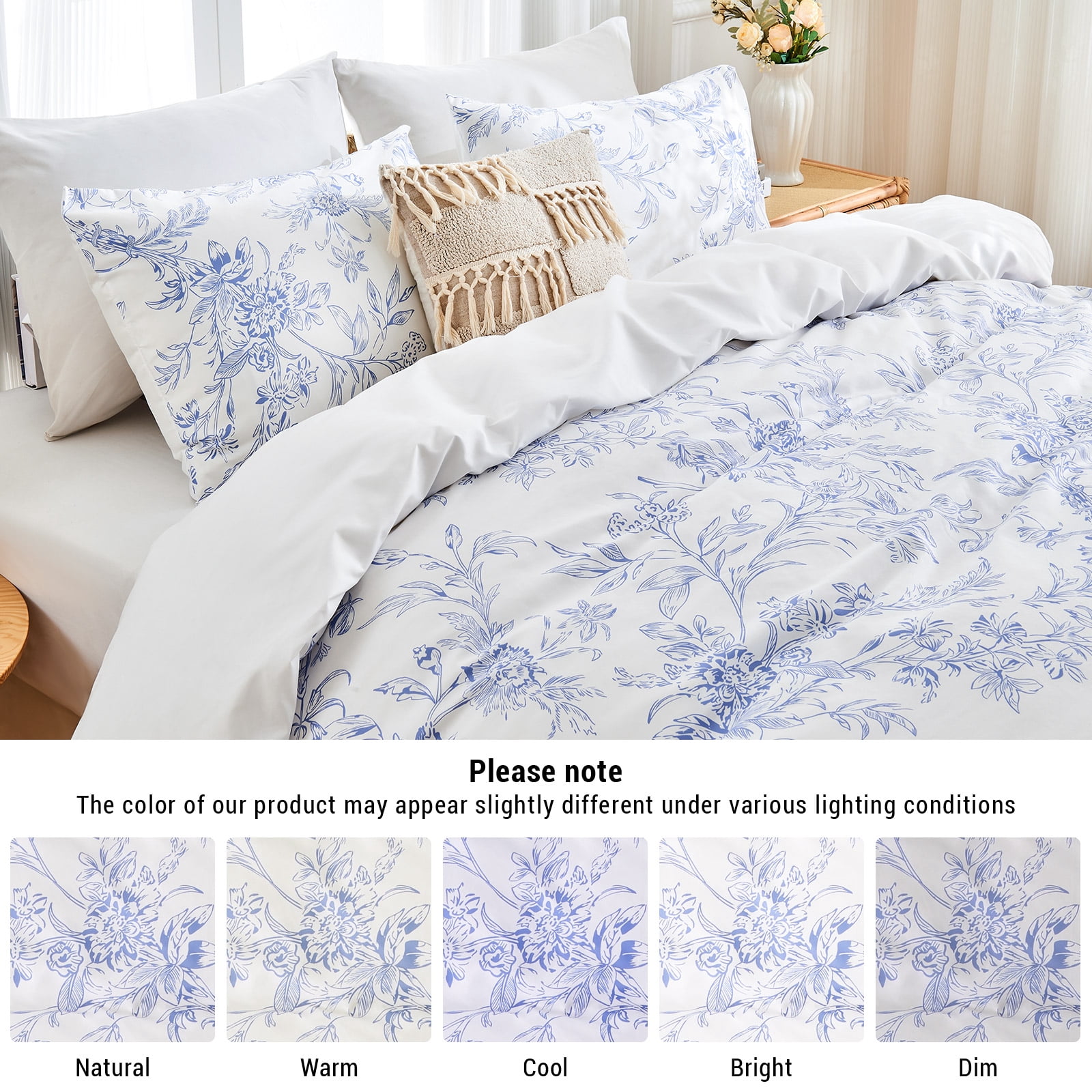 Hitime King Duvet Cover Set, Soft & Breathable Microfiber 3 Pieces King Bedding Sets, Pattern King Comfy Duvet Cover Set, with Zipper Closure (King)