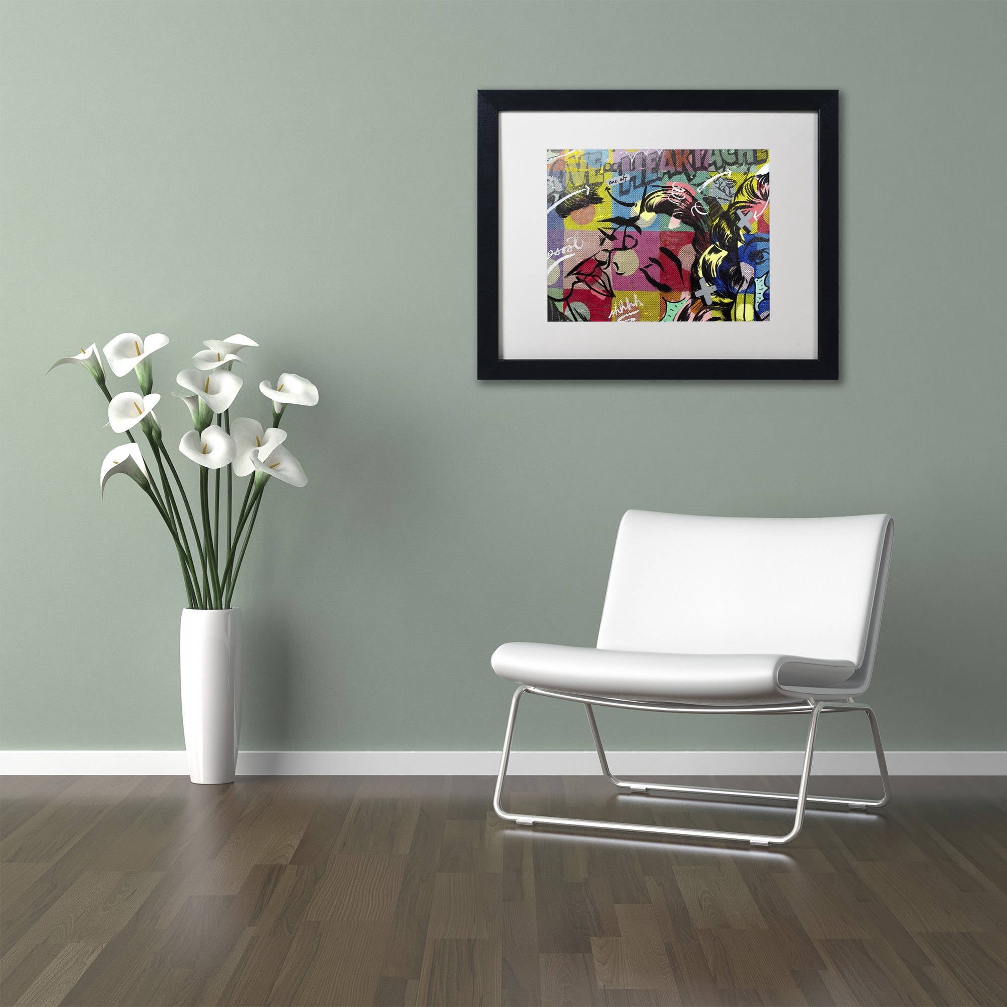 Trademark Fine Art "Fearless Heartache" Canvas Art by Dan Monteavaro White Matte, Black Frame