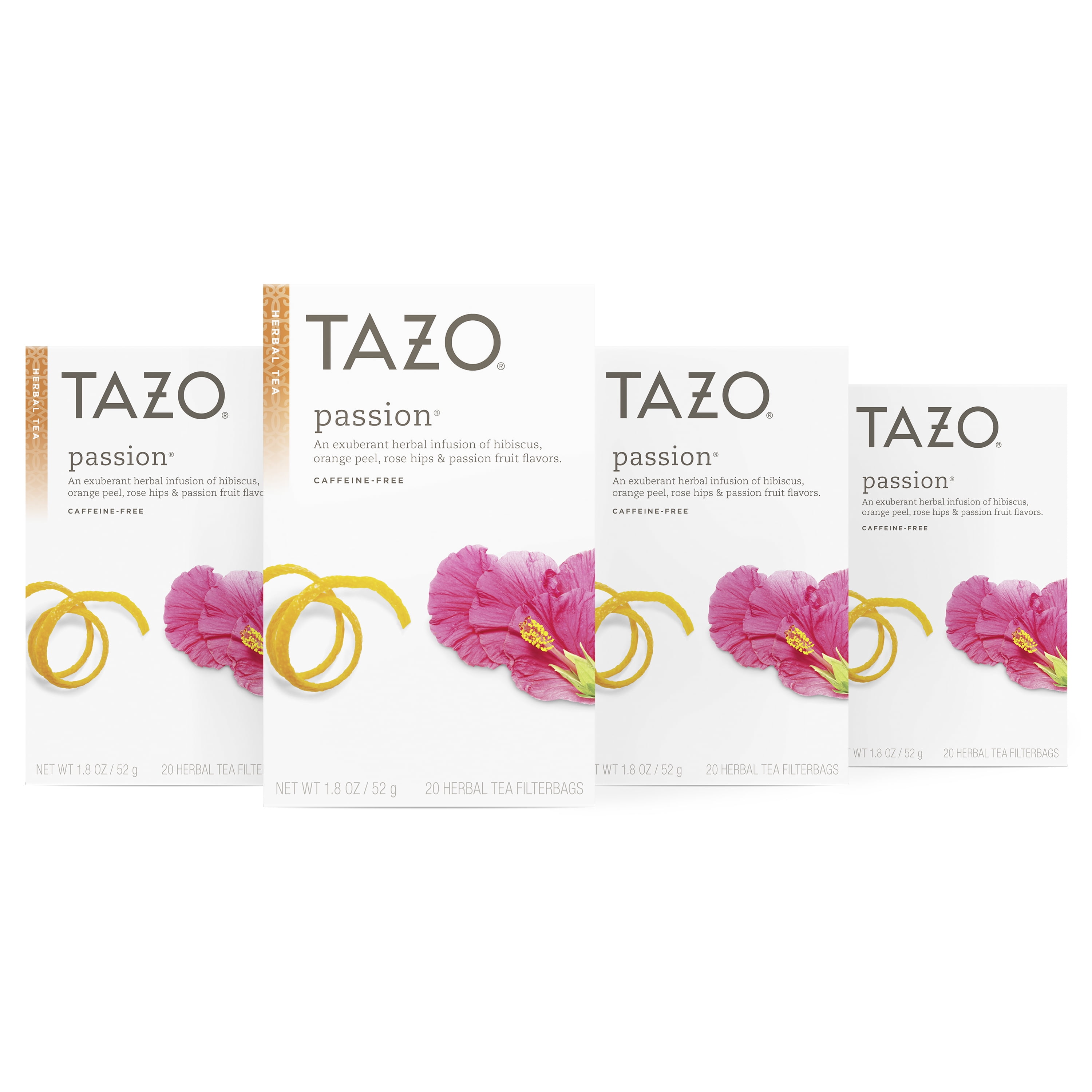 (4 Pack) Tazo Passion Herbal Tea, Tea Bags, 20 Ct