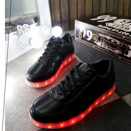 LED Light Up Sneakers High Top USB Charging Lace & Straps Men Women Unisex Shoes Black/White