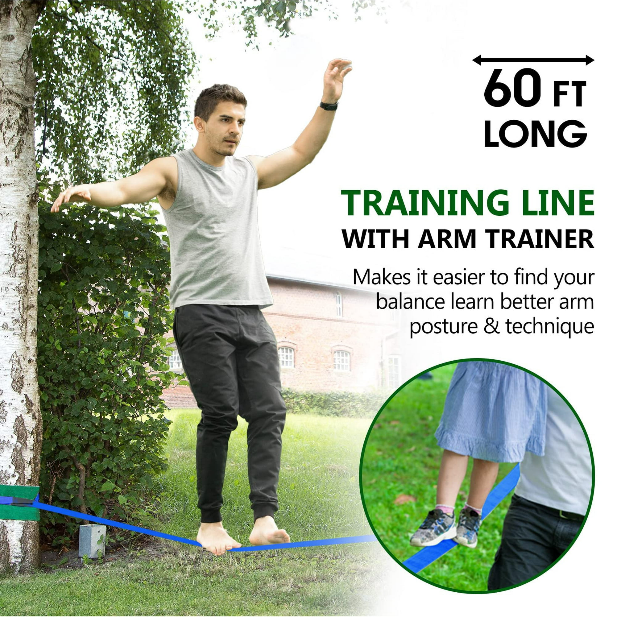 traning専用 Dripex Ninja Warrior Obstacle Course for Kids - 2X60FT Slacklines