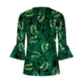 thumbnail image 5 of Womens Tops Ladies Top Floral Print V-Neck Short Sleeve Button T-Shirt Coffee L, 5 of 5