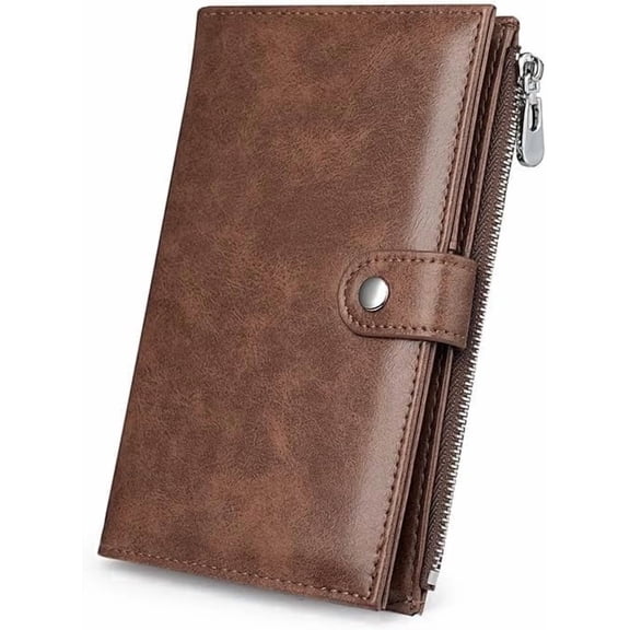 MATEPROX Multi Card Bifold Wallet, Large Size PU Leather Wallet Case with Zipper Pocket Credit Card Holder for Women Men