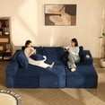 thumbnail image 4 of BIGSYY 138" Boneless Couch with Deep Seat, Modular Sectional Sofa, Cloud Sectional Couch for Living Room, No Assembly Required, Corduroy, U-Shape 4 Seater Right, Blue, 4 of 10