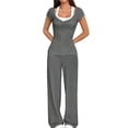 thumbnail image 2 of Tops Cortos Y2K para Mujer, Camisetas de Punto con Cuello en V y Mangas , Camisetas de Punto Ajustadas con Botones. Gris S, 2 of 9