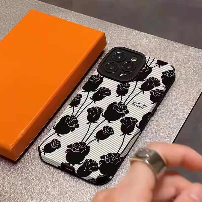 Rose Flower Print Line Stripe Soft Phone Case Compatible with