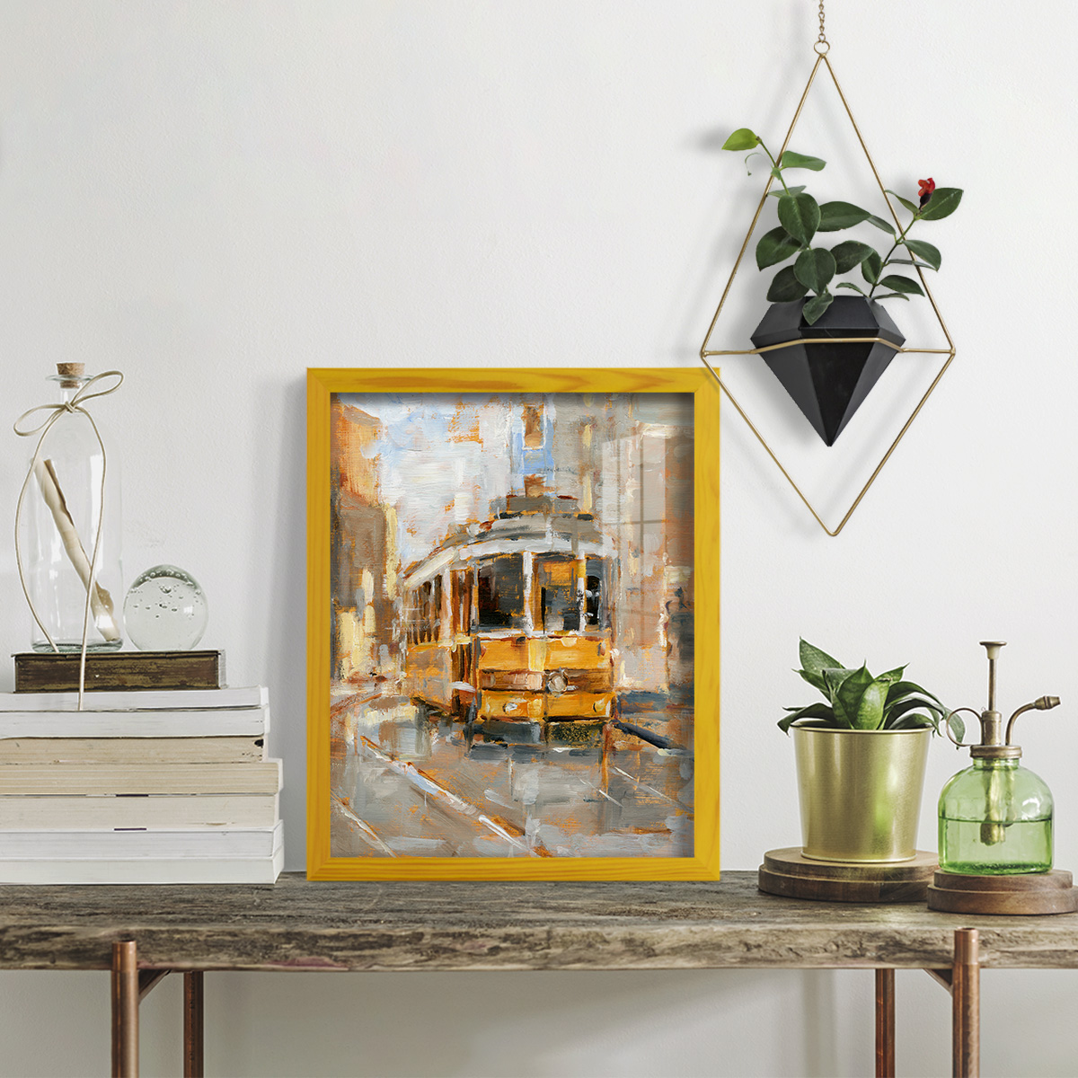Day Trolley II - Framed Print w/glass - Sunflower Yellow