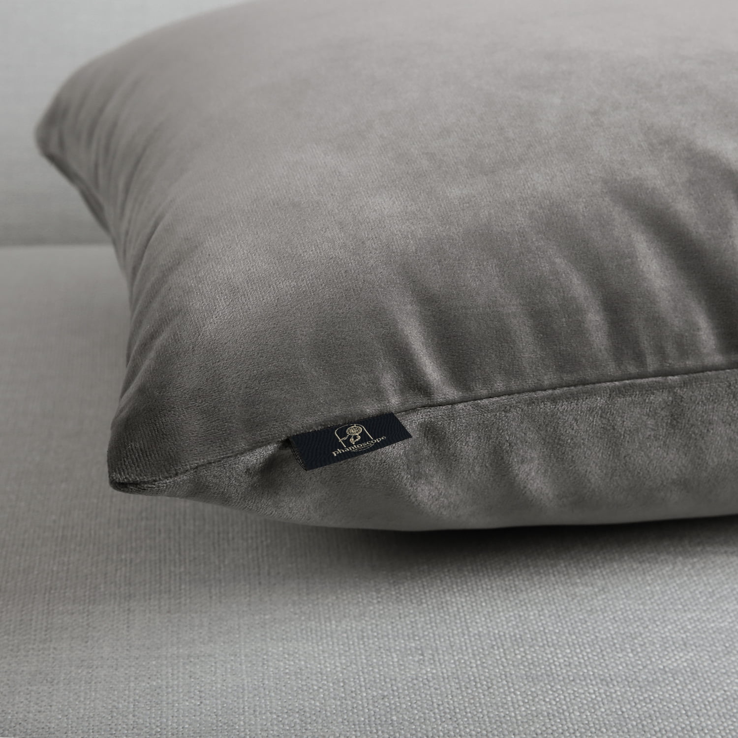 Phantoscope Soft Silky Velvet Series Decorative Throw Pillow, 18" x 18", Dark Gray, 1 Pack