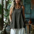 thumbnail image 2 of Sillenn Linen Tank Tops Flowy Scoop Neck Basic Tank Shirt Oversized Summer Casual Camisole Sleeveless Linen T Shirts Loose Lightweight Gauze Tunic Blouses Plus Size Gauze Cami Shirts Dark Gray S, 2 of 8