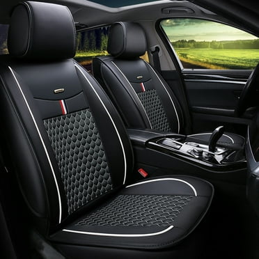 Maidao Auto Bucket Seat Covers Water Proof for Chevrolet for Camaro 2015-Present Leather Black White