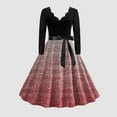 thumbnail image 2 of SZXZYGS Robes Midi pour Femmes Robes Formelles Fluides pour Femmes Robe de Fête Col en V Robe à Manches Longues Robe de Cocktail Robe Trapèze Évasée Robes de Soirée 2024, 2 of 3