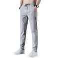thumbnail image 1 of Pantalones elásticos de secado rápido para hombre de color sólido con absorción de humedad y cintura expandible, 1 of 5