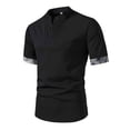 thumbnail image 1 of Camisas de Manga Corta de los Hombres Casual Color Sólido Collar de Solapa Suelto Top de Verano, Manga Corta Tops de Verano para la Comodidad Diaria, 1 of 3