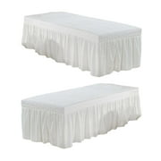 2Pcs Spa Massage Table Skirt Beauty Bed Sheet Cover with Face Hole White